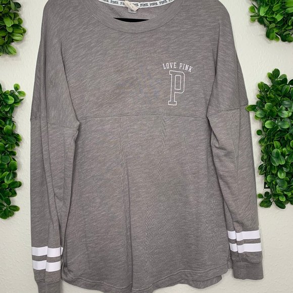 PINK Victoria's Secret Long Sleeve Sweater Size- M Color- Grey - Picture 2 of 6